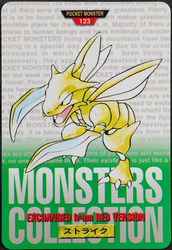 Scyther #123 Green – 1996 Pokemon Carddass Green Pokémon card
