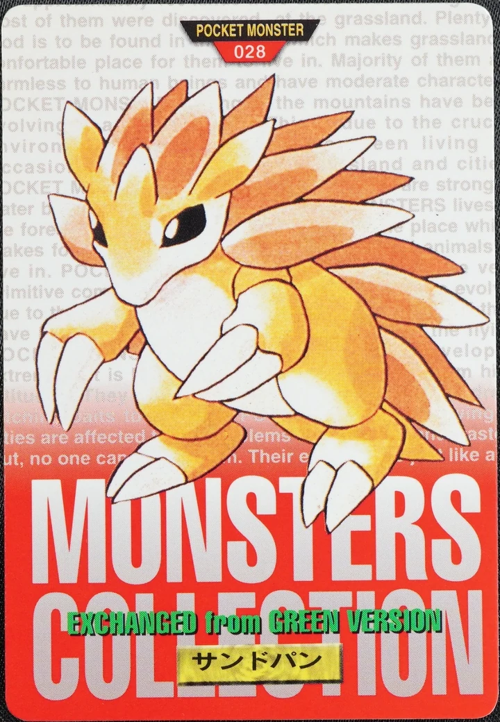 Sandslash #028 Red – 1996 Pokemon Carddass Red Pokémon card