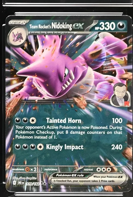 Team Rocket's Nidoking ex Pokémon card front