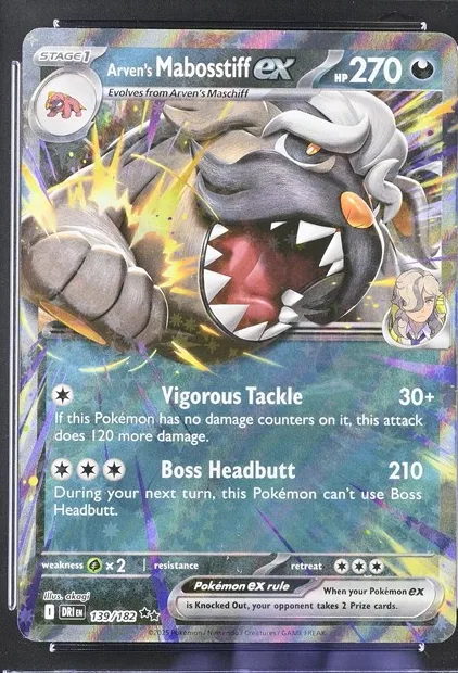 Arven's Mabosstiff ex Pokémon card front