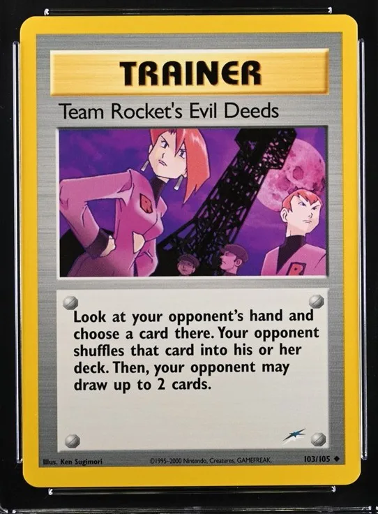 Team Rocket's Evil Deeds Pokémon card front