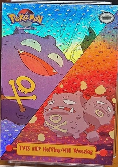 Koffing / Weezing #TV13 4th Print - Black Logo · Dents Rainbow Foil – 1999 Topps Pokemon TV Animation Series 1 Pokémon card