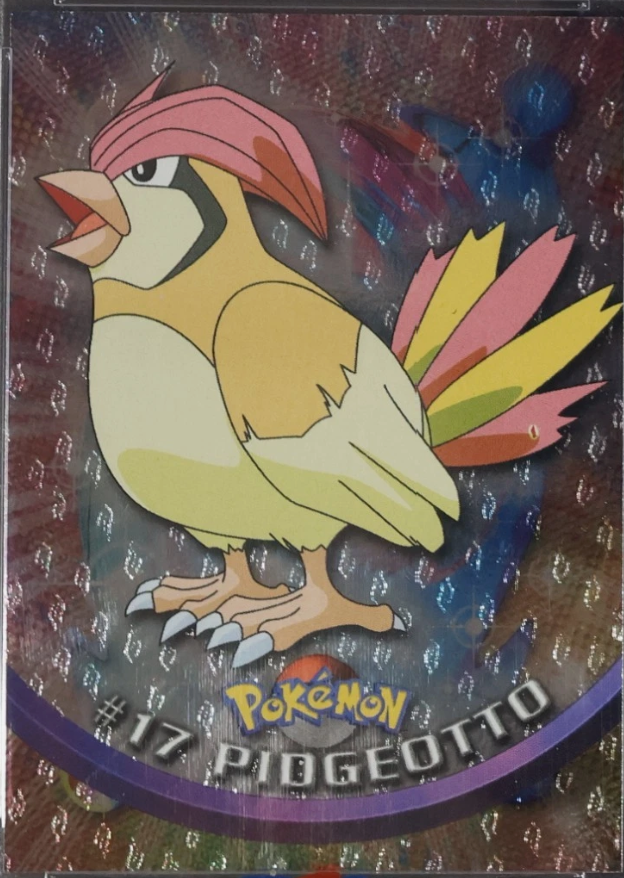 Pidgeotto #17 3rd Print - Black Logo · Flames Silver Foil – 1999 Topps Pokemon TV Animation Series 1 Pokémon card