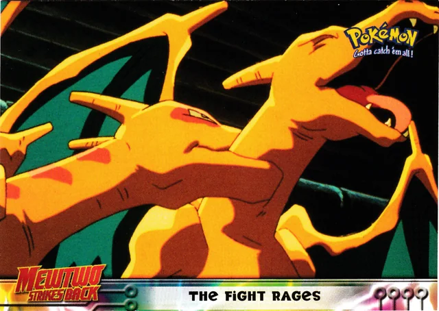 The Fight Rages #35 1st Print - Blue Logo – 1999 Topps Pokemon The First Movie Pokémon card