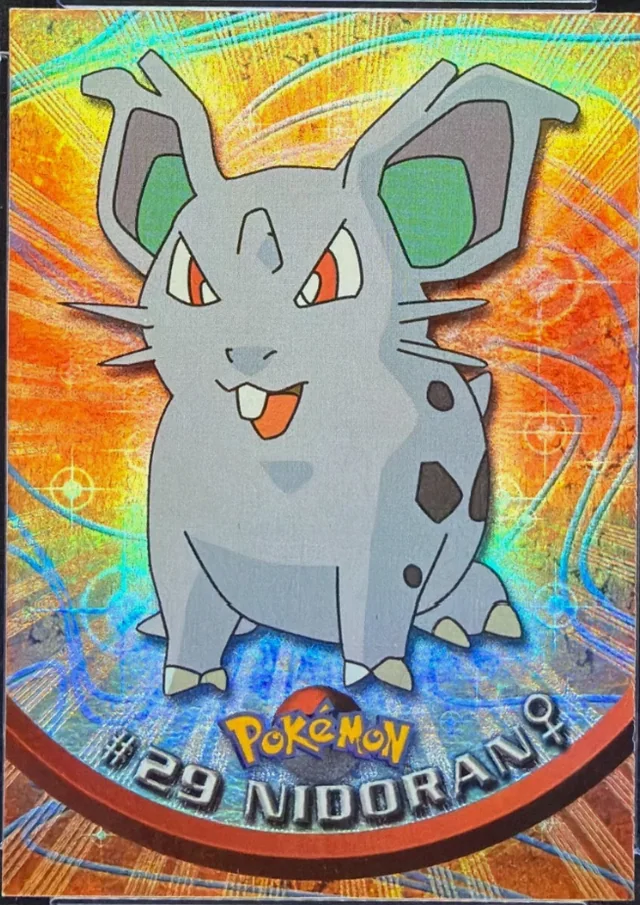 Nidoran♀ #29 2nd Print - Black Logo · Sunrays Rainbow Foil – 1999 Topps Pokemon TV Animation Series 1 Pokémon card