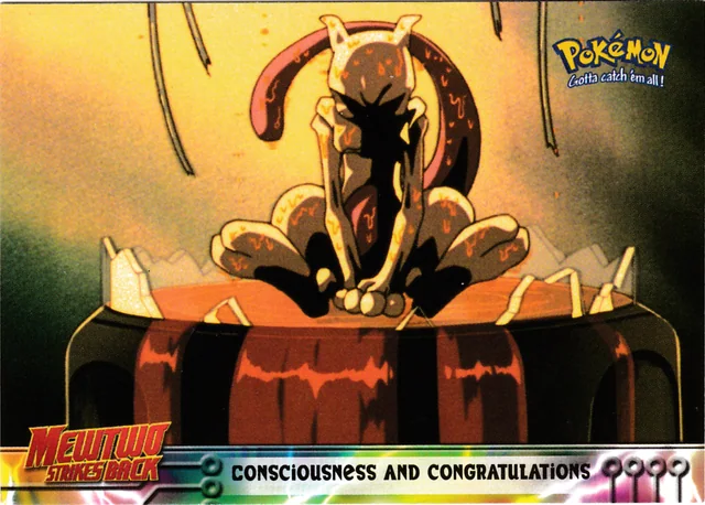 Consciousness and Congratulations #3 1st Print - Blue Logo – 1999 Topps Pokemon The First Movie Pokémon card
