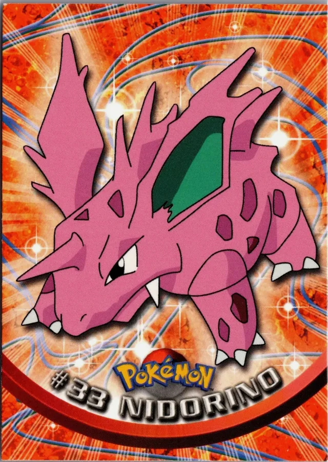 Nidorino #33 2nd Print - Black Logo · Sunrays Rainbow Foil – 1999 Topps Pokemon TV Animation Series 1 Pokémon card