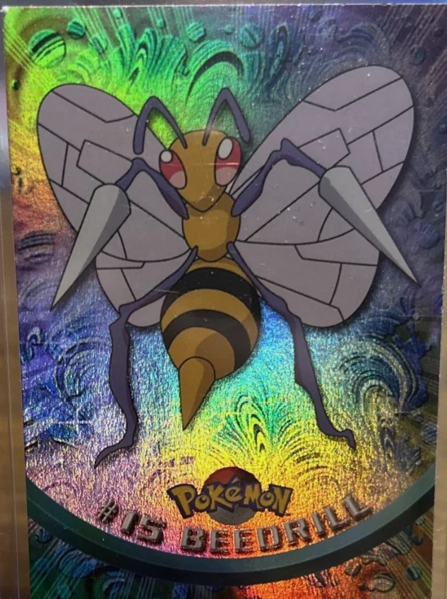 Beedrill #15 1st Print - Blue Logo · Smooth Rainbow Foil – 1999 Topps Pokemon TV Animation Series 1 Pokémon card