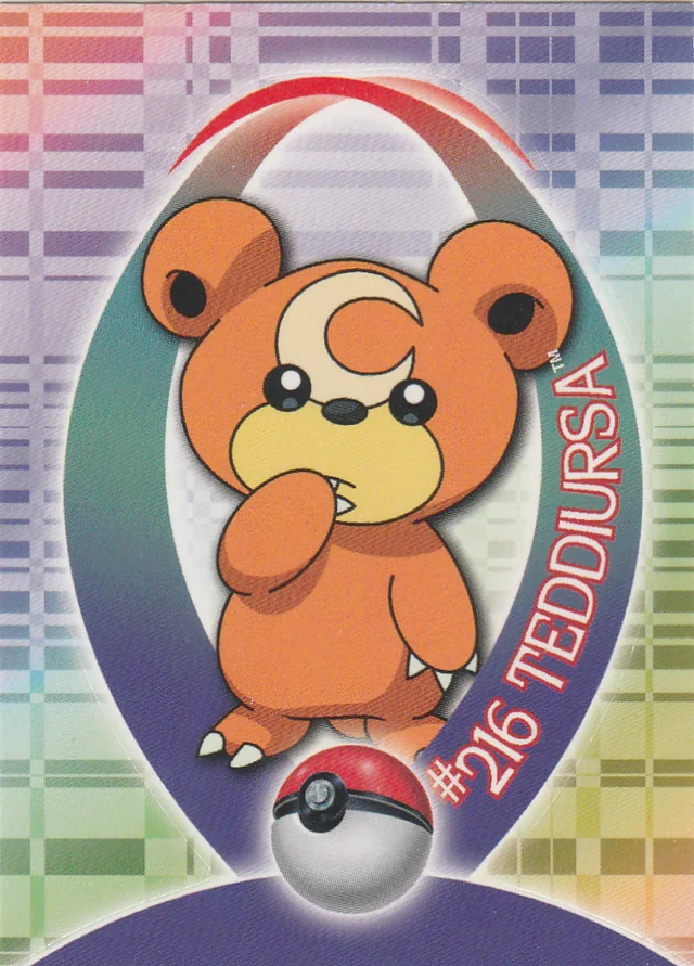 Teddiursa #S50 sticker – 2001 Topps Pokemon Johto Series 1 Pokémon card