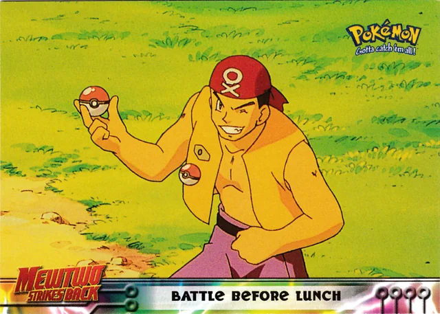Battle Before Lunch #10 1st Print - Blue Logo – 1999 Topps Pokemon The First Movie Pokémon card