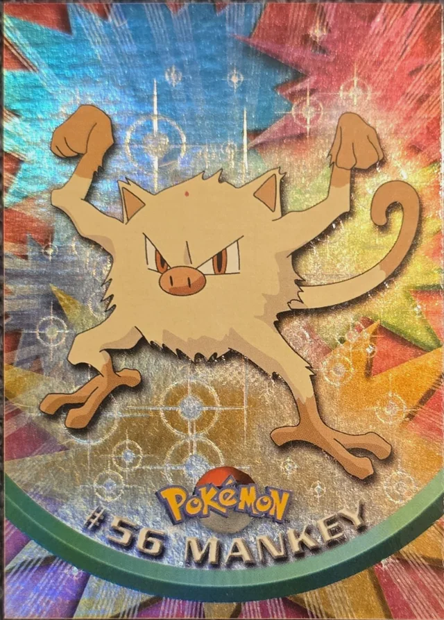 Mankey #56 4th Print - Black Logo · Pokeballs Rainbow Foil – 1999 Topps Pokemon TV Animation Series 1 Pokémon card