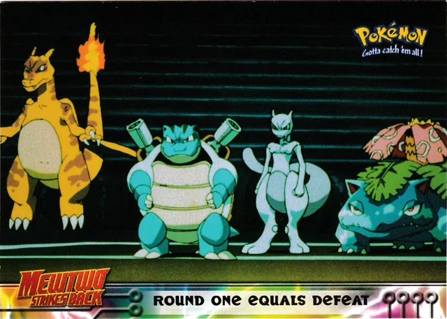 Round One Equals Defeat #26 1st Print - Blue Logo – 1999 Topps Pokemon The First Movie Pokémon card
