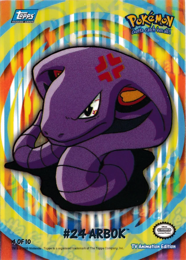 Arbok #S4 sticker – 2000 Topps Pokemon TV Animation Series 2 Pokémon card