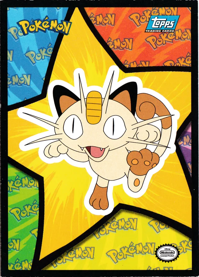 Meowth #S4 sticker · 1st Print - Blue Logo – 1999 Topps Pokemon The First Movie Pokémon card