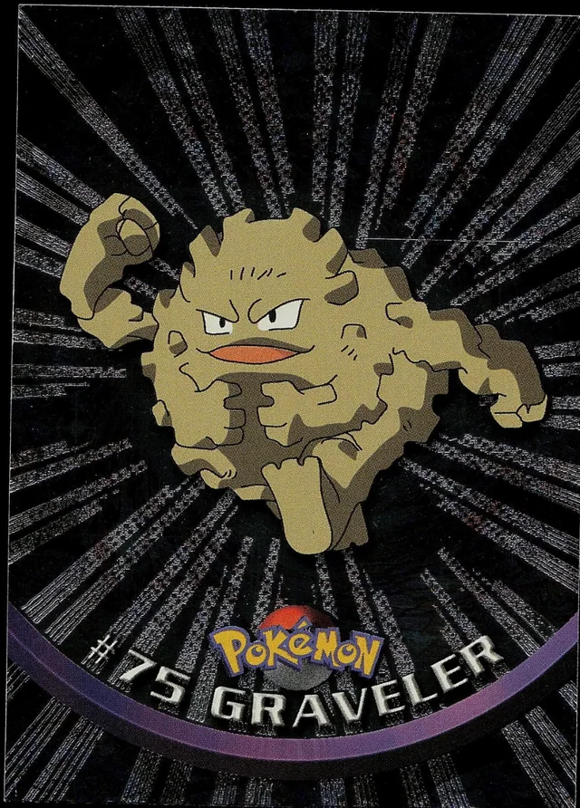 Graveler #75 2nd Print - Black Logo · Sunrays Silver Foil – 1999 Topps Pokemon TV Animation Series 1 Pokémon card