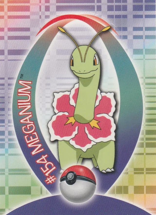 Meganium #S3 sticker – 2001 Topps Pokemon Johto Series 1 Pokémon card