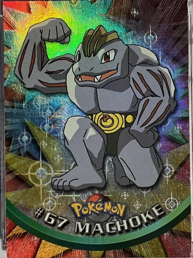 Machoke #67 4th Print - Black Logo · Pokeballs Rainbow Foil – 1999 Topps Pokemon TV Animation Series 1 Pokémon card