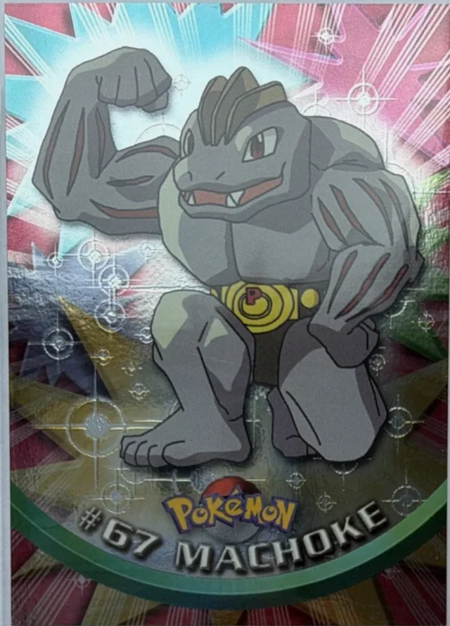Machoke #67 4th Print - Black Logo · Pokeballs Silver Foil – 1999 Topps Pokemon TV Animation Series 1 Pokémon card
