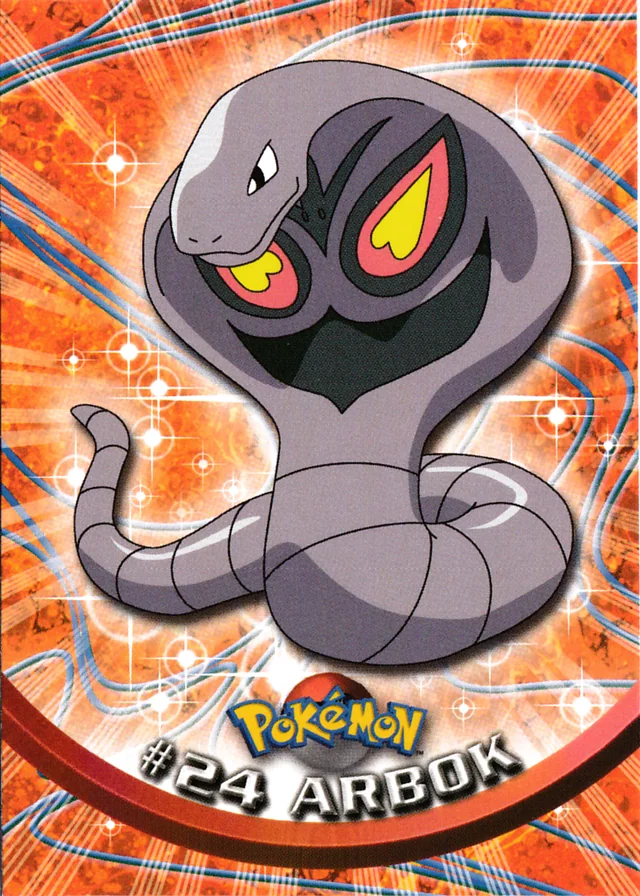 Arbok #24 2nd Print - Black Logo – 1999 Topps Pokemon TV Animation Series 1 Pokémon card