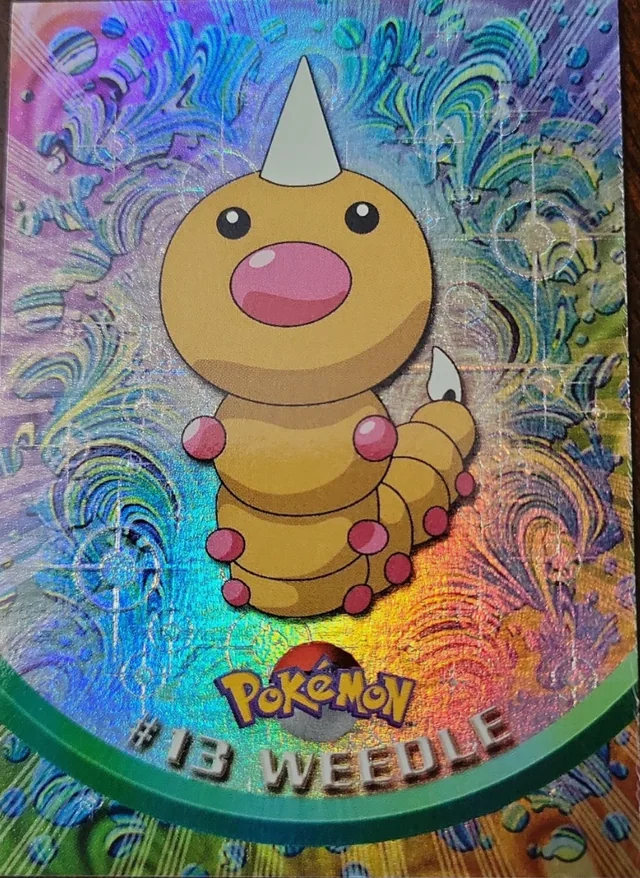 Weedle #13 4th Print - Black Logo · Pokeballs Rainbow Foil – 1999 Topps Pokemon TV Animation Series 1 Pokémon card