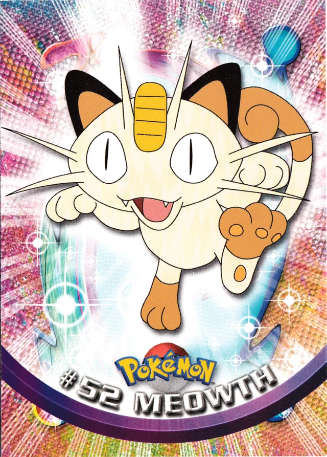Meowth #52 1st Print - Blue Logo – 1999 Topps Pokemon TV Animation Series 1 Pokémon card