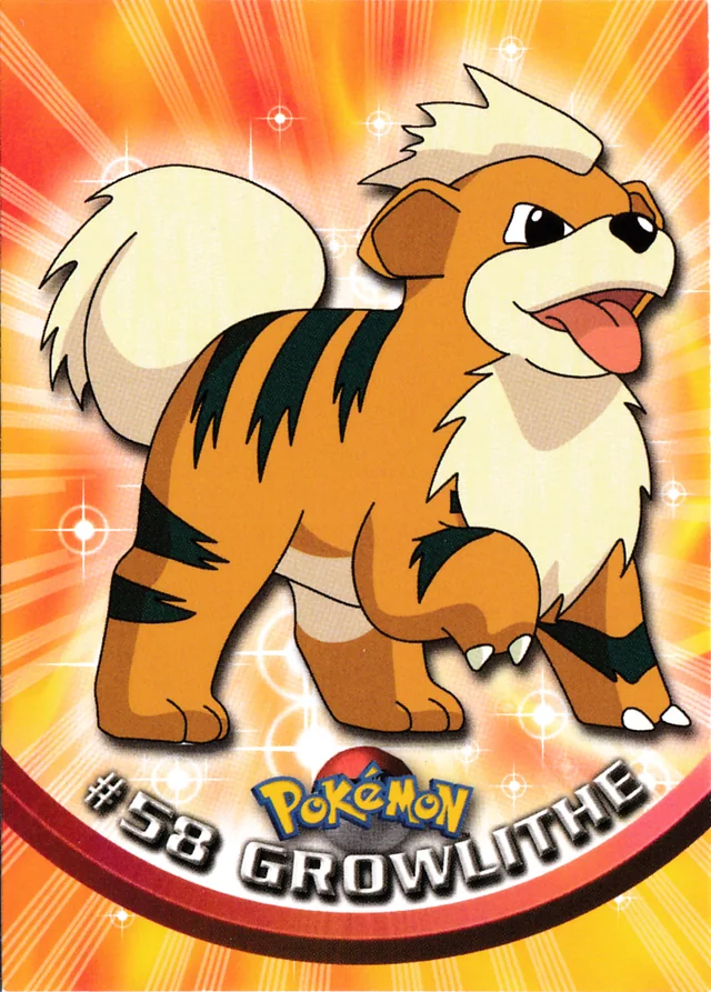 Growlithe #58 1st Print - Blue Logo – 1999 Topps Pokemon TV Animation Series 1 Pokémon card