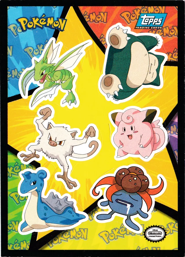 Scyther , Snorlax , Mankey , Clefairy , Lapras , Gloom #S16 1999 Topps Pokemon The First Movie Pokémon card