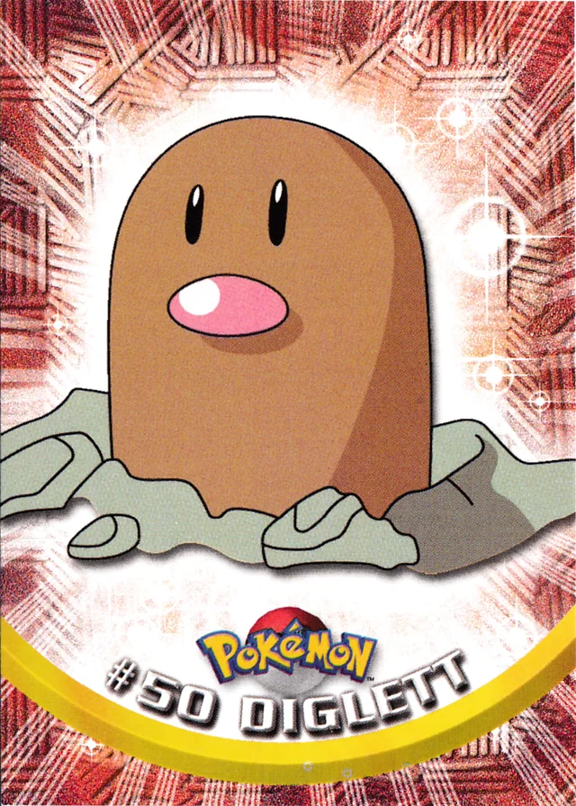 Diglett #50 3rd Print - Green Logo – 1999 Topps Pokemon TV Animation Series 1 Pokémon card
