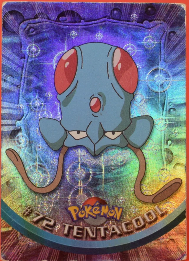 Tentacool #72 4th Print - Black Logo · Pokeballs Rainbow Foil – 1999 Topps Pokemon TV Animation Series 1 Pokémon card