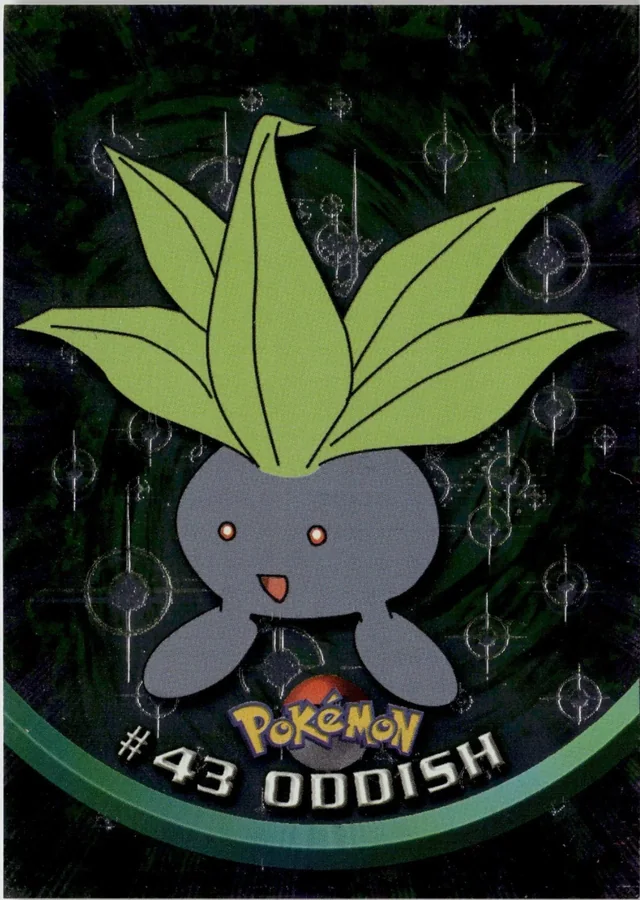 Oddish #43 4th Print - Black Logo · Pokeballs Silver Foil – 1999 Topps Pokemon TV Animation Series 1 Pokémon card