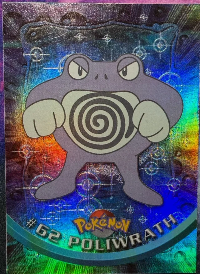 Poliwrath #62 4th Print - Black Logo · Pokeballs Rainbow Foil – 1999 Topps Pokemon TV Animation Series 1 Pokémon card