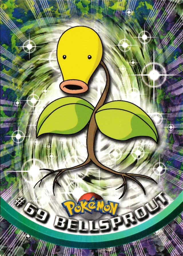 Bellsprout #69 1st Print - Blue Logo – 1999 Topps Pokemon TV Animation Series 1 Pokémon card