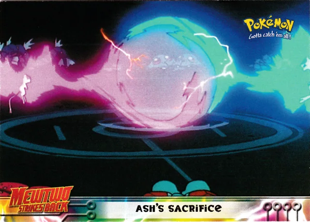 Ash's Sacrifice #36 1st Print - Blue Logo – 1999 Topps Pokemon The First Movie Pokémon card