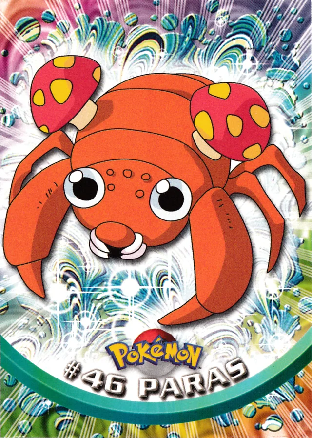 Paras #46 3rd Print - Green Logo – 1999 Topps Pokemon TV Animation Series 1 Pokémon card