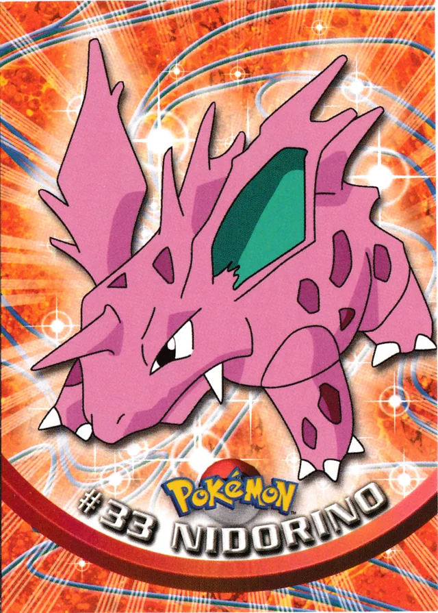 Nidorino #33 1st Print - Blue Logo – 1999 Topps Pokemon TV Animation Series 1 Pokémon card