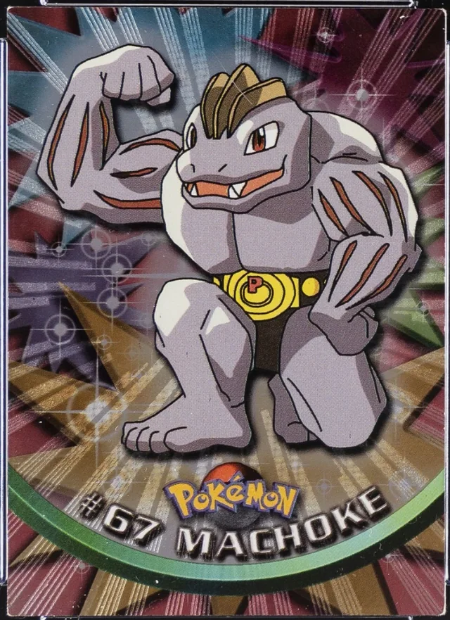 Machoke #67 2nd Print - Black Logo · Sunrays Silver Foil – 1999 Topps Pokemon TV Animation Series 1 Pokémon card