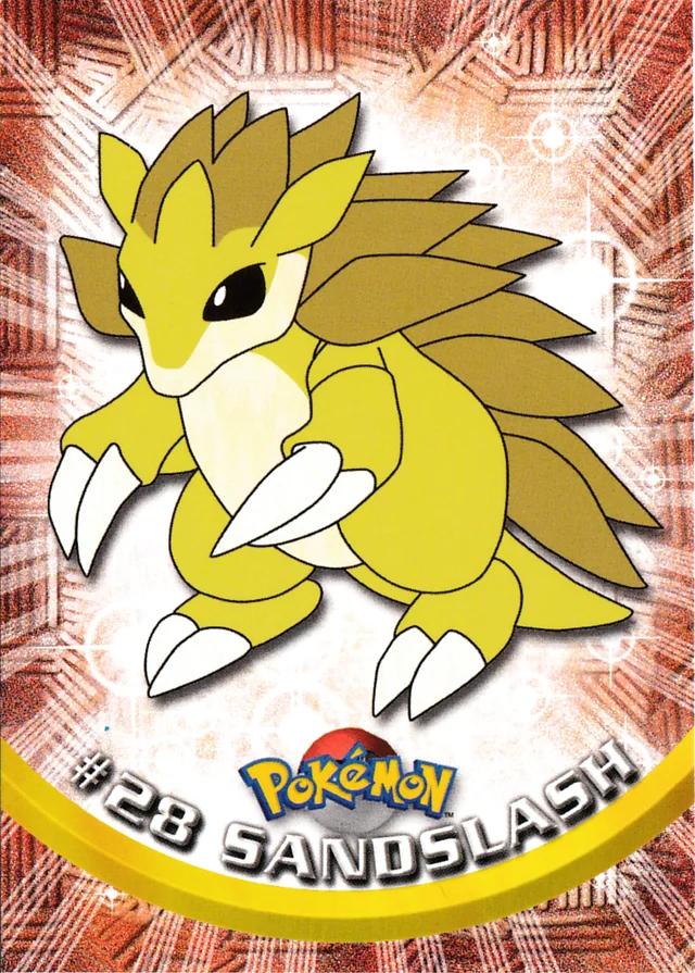 Sandslash #28 2nd Print - Black Logo – 1999 Topps Pokemon TV Animation Series 1 Pokémon card
