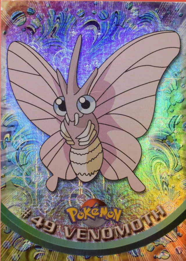 Venomoth #49 4th Print - Black Logo · Pokeballs Rainbow Foil – 1999 Topps Pokemon TV Animation Series 1 Pokémon card