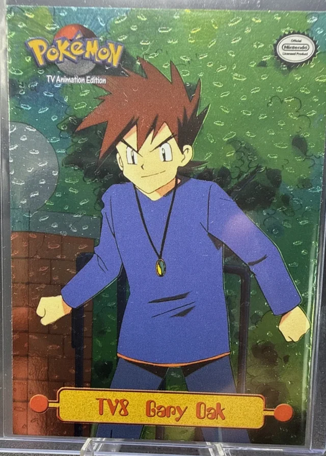 Gary Oak #TV8 4th Print - Black Logo · Dents Silver Foil – 1999 Topps Pokemon TV Animation Series 1 Pokémon card