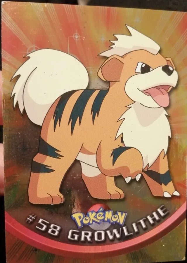 Growlithe #58 1st Print - Blue Logo · Smooth Silver Foil – 1999 Topps Pokemon TV Animation Series 1 Pokémon card