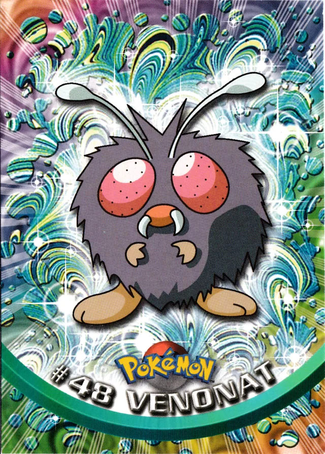Venonat #48 1st Print - Blue Logo – 1999 Topps Pokemon TV Animation Series 1 Pokémon card