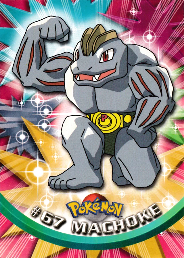 Machoke #67 1st Print - Blue Logo – 1999 Topps Pokemon TV Animation Series 1 Pokémon card