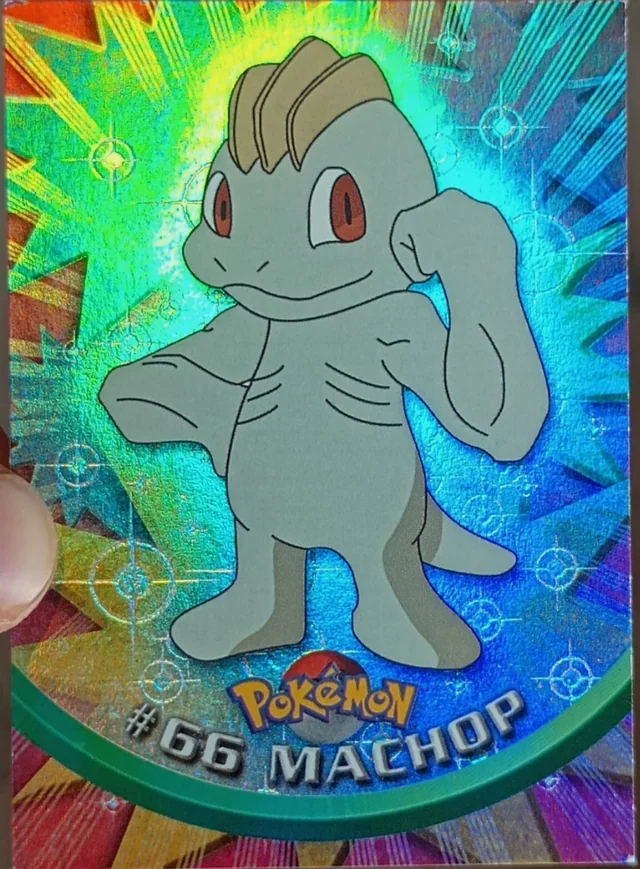 Machop #66 4th Print - Black Logo · Pokeballs Rainbow Foil – 1999 Topps Pokemon TV Animation Series 1 Pokémon card