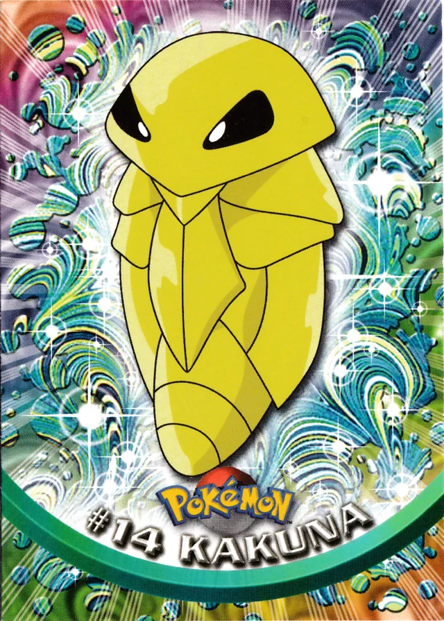 Kakuna #14 1st Print - Blue Logo – 1999 Topps Pokemon TV Animation Series 1 Pokémon card