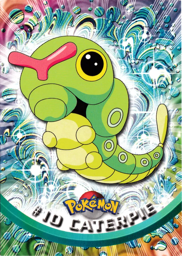 Caterpie #10 1st Print - Blue Logo – 1999 Topps Pokemon TV Animation Series 1 Pokémon card