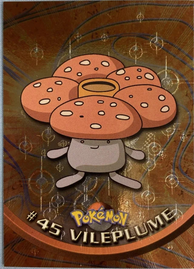 Vileplume #45 4th Print - Black Logo · Pokeballs Silver Foil – 1999 Topps Pokemon TV Animation Series 1 Pokémon card