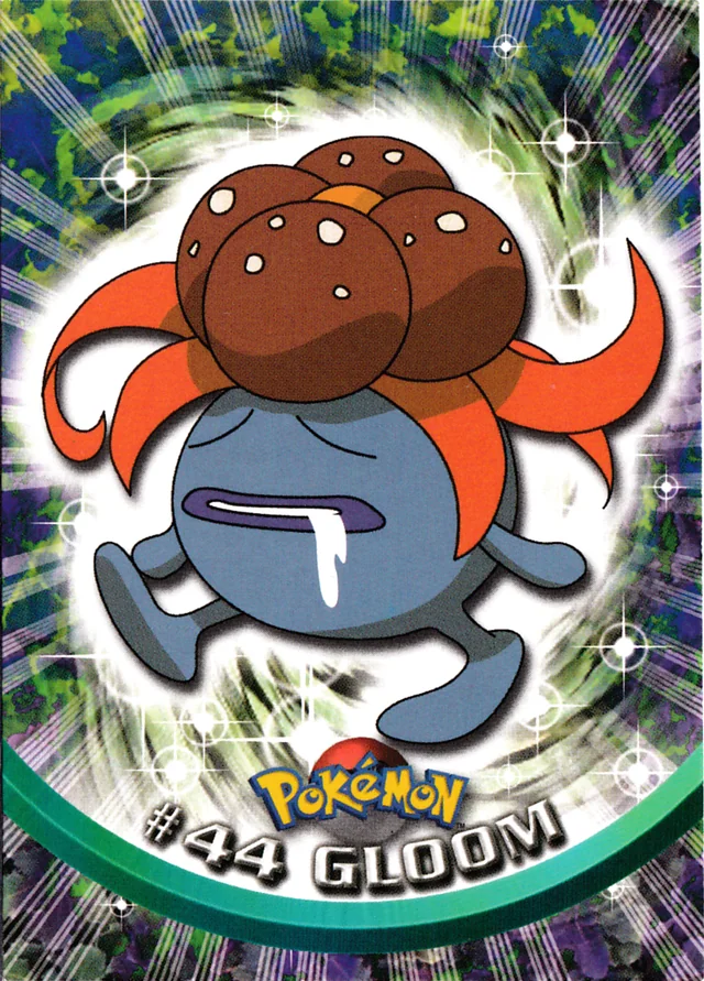 Gloom #44 2nd Print - Black Logo – 1999 Topps Pokemon TV Animation Series 1 Pokémon card