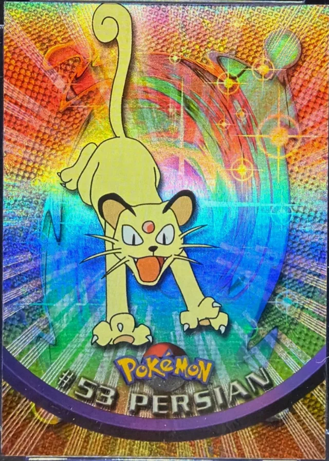 Persian #53 2nd Print - Black Logo · Sunrays Rainbow Foil – 1999 Topps Pokemon TV Animation Series 1 Pokémon card