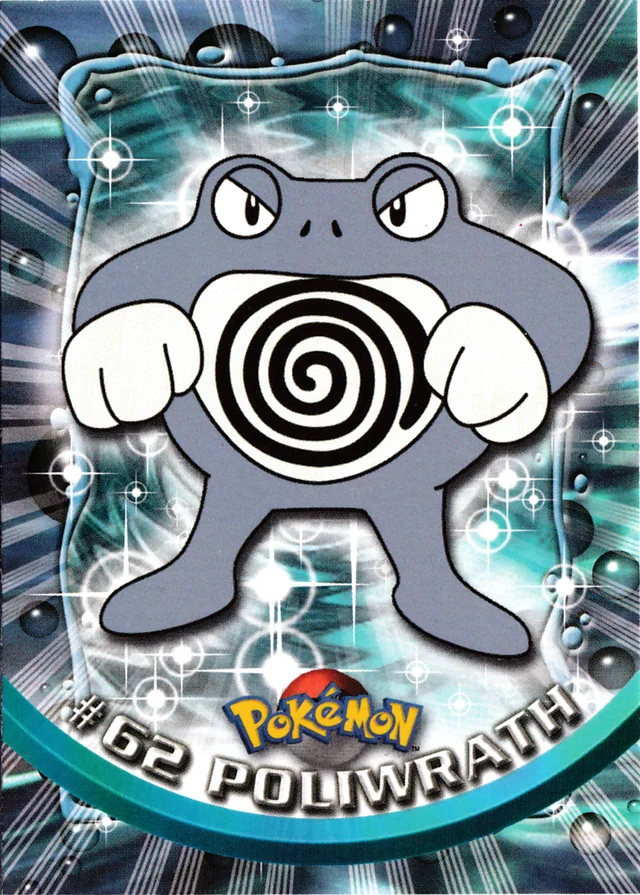 Poliwrath #62 3rd Print - Green Logo – 1999 Topps Pokemon TV Animation Series 1 Pokémon card