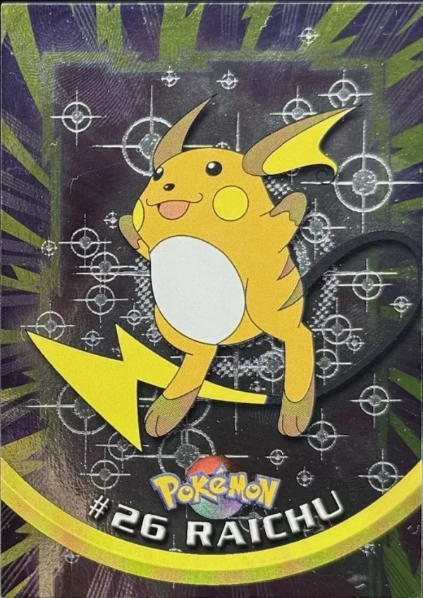 Raichu #26 4th Print - Black Logo · Pokeballs Silver Foil – 1999 Topps Pokemon TV Animation Series 1 Pokémon card